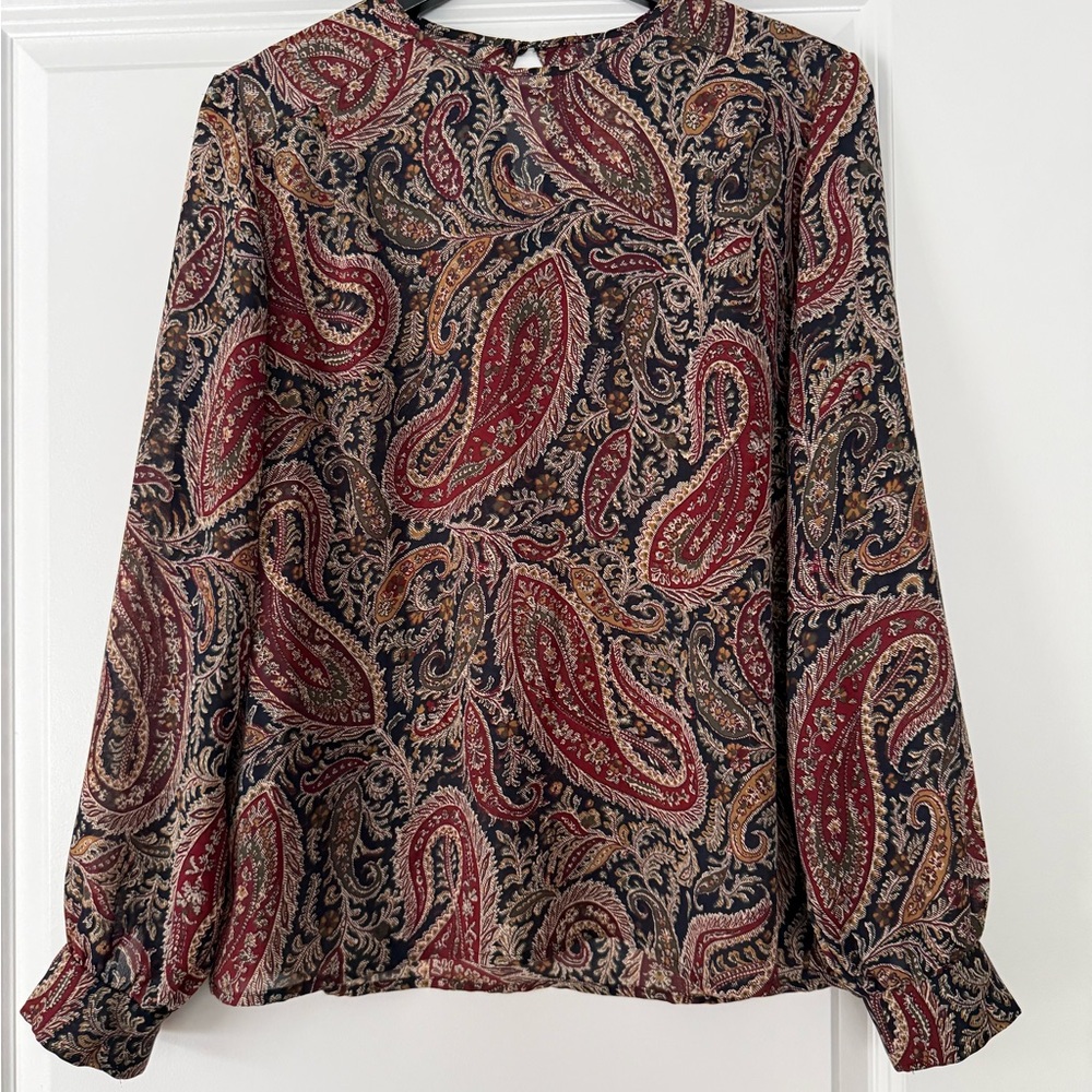 Jeremy Scott Red and Brown Paisley Blouse